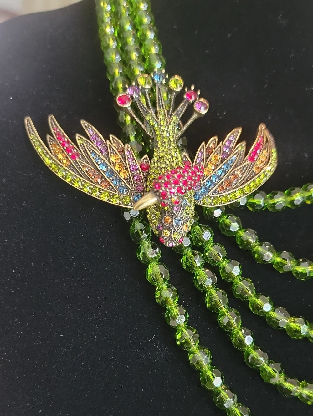 HEIDI DAUS "FOR THE BIRDS" BIRD-DESIGN SWAROVSKI CRYSTAL MULTISTRAND NECKLACE - Picture 3 of 10